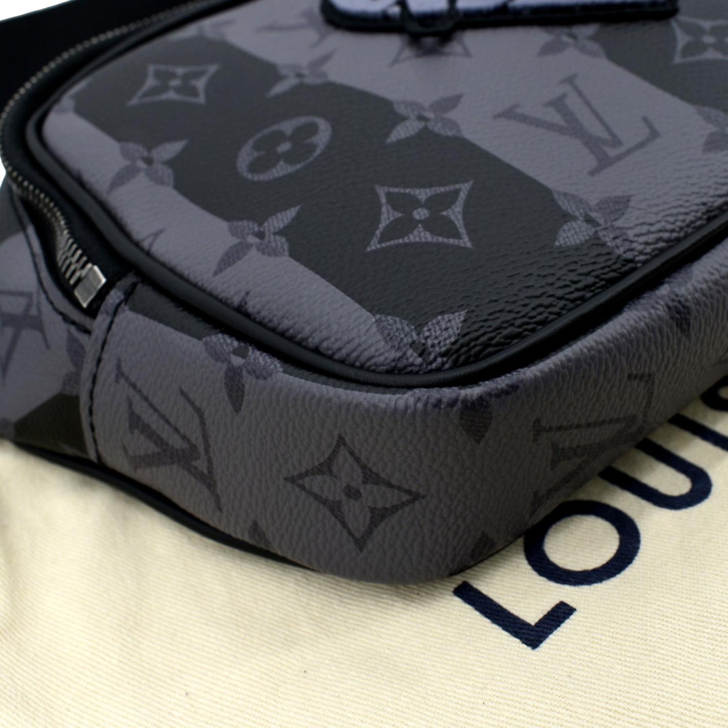 LOUIS VUITTON Modular Sling Monogram Eclipse Shoulder Bag Black