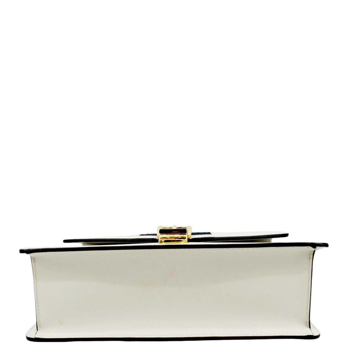 Gucci Sylvie Small Web Leather Shoulder Bag White 421882