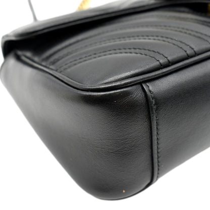GUCCI GG Marmont Small Matelasse Leather Crossbody Bag Black 443497