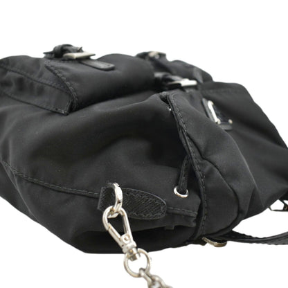 PRADA Double Pocket Mini Nylon Backpack Shoulder Bag Black