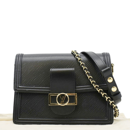 LOUIS VUITTON Dauphine MM Epi Leather Shoulder Bag Black