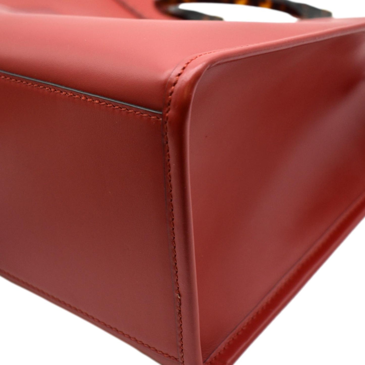 FENDI Sunshine Plexiglass Leather Shoulder Tote Bag Red