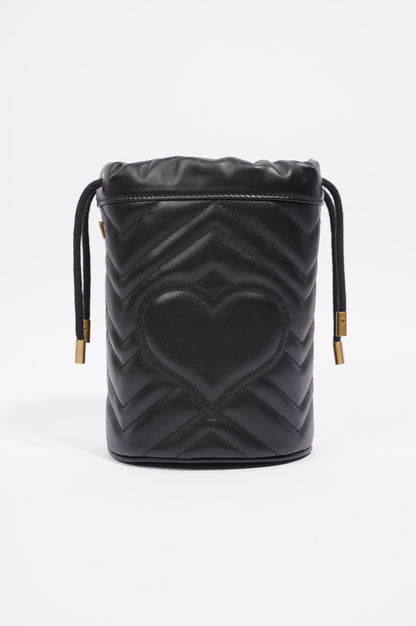 Gucci Womens GG Marmont 2.0 Bucket Bag Black Leather