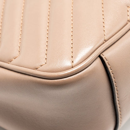 GUCCI Small GG Marmont Shoulder Bag Calfskin Beige