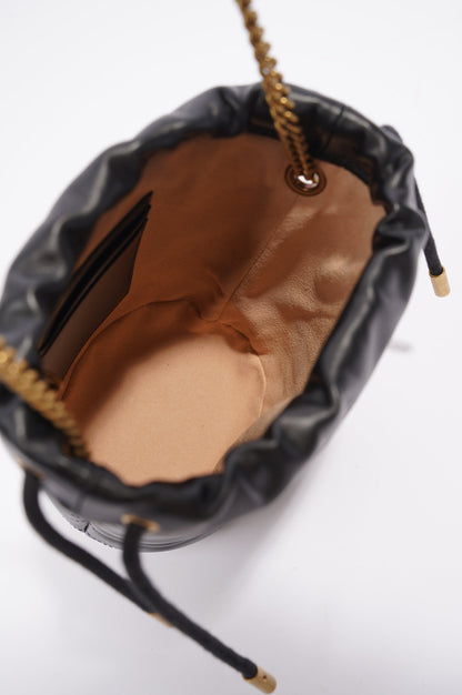 Gucci Womens GG Marmont 2.0 Bucket Bag Black Leather