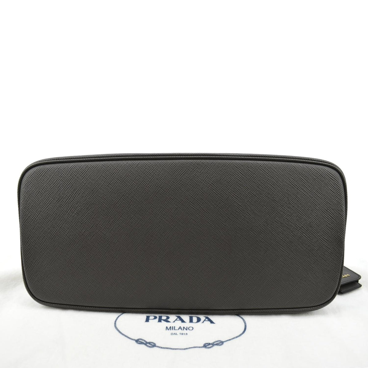 PRADA Matinee Saffiano Leather Shoulder Bag Fumo