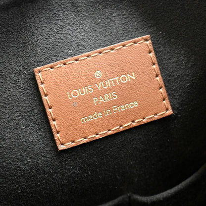 LOUIS VUITTON V TOTE MM Monogram Leather Hobo Bag Black