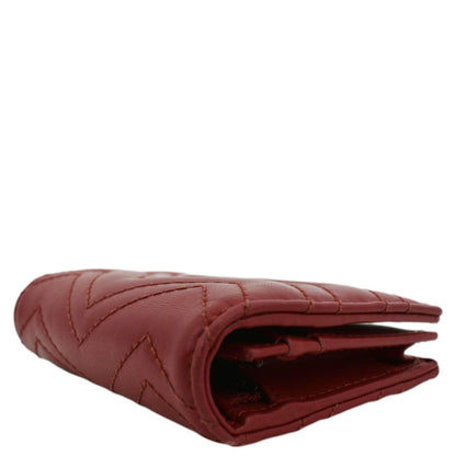 GUCCI Marmont GG Matelasse Leather Card Case Wallet Red 466492