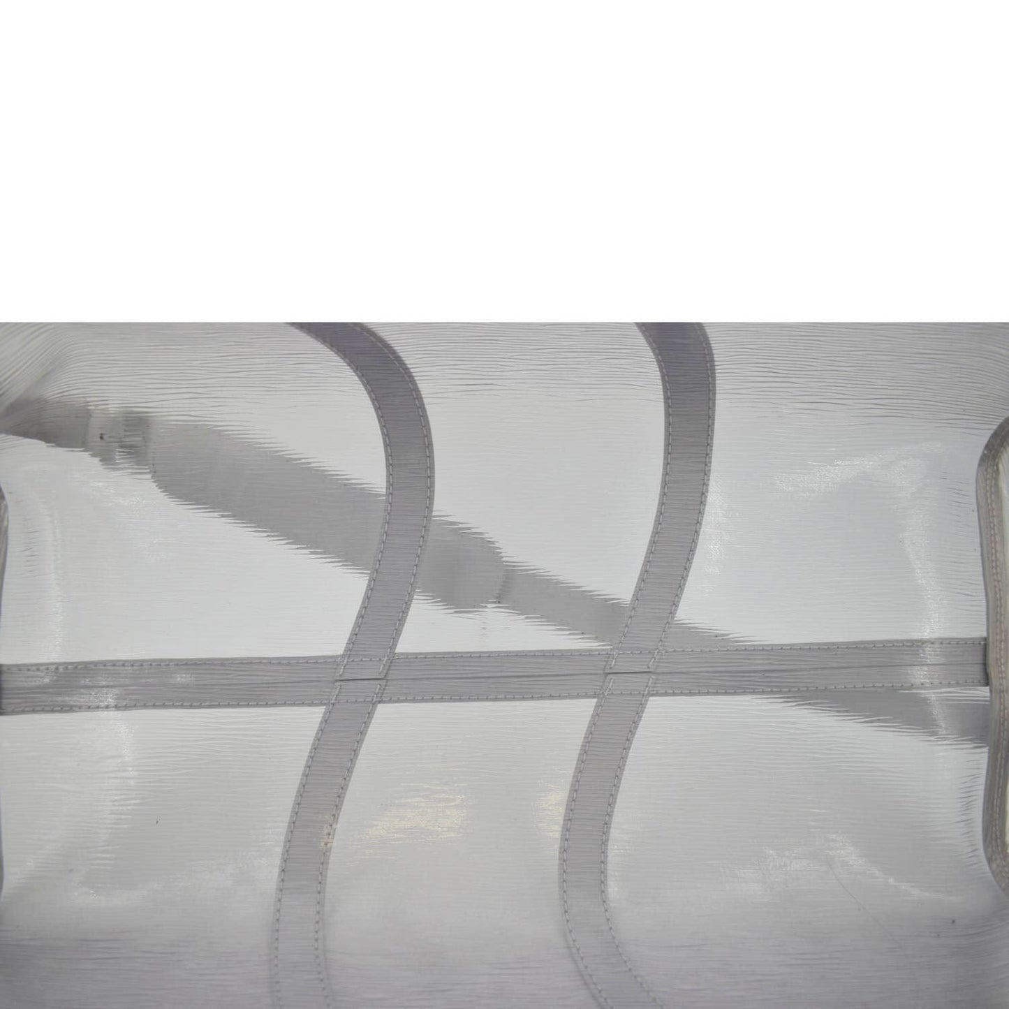 LOUIS VUITTON Wavy Keepall 50 Bandouliere Transparent Epi PVC Travel Bag White