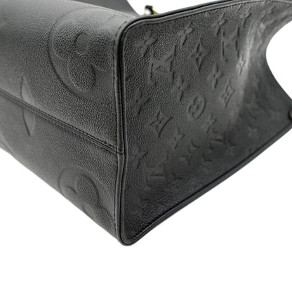 LOUIS VUITTON Onthego MM Giant Monogram Empreinte Leather Tote Bag Black