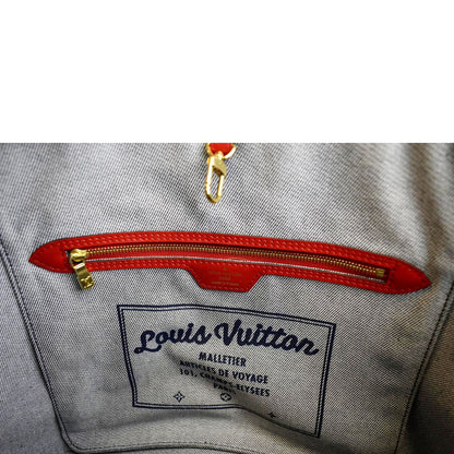 LOUIS VUITTON Neverfull MM Patchwork Monogram Denim Shoulder Bag Blue