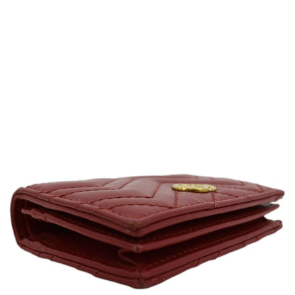 GUCCI Marmont GG Matelasse Leather Card Case Wallet Red 466492