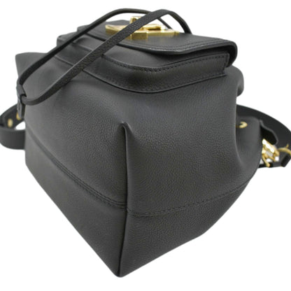 LOUIS VUITTON Lockme Leather Crossbody Bucket Bag Black