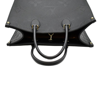 LOUIS VUITTON Onthego MM Giant Monogram Empreinte Leather Tote Bag Black