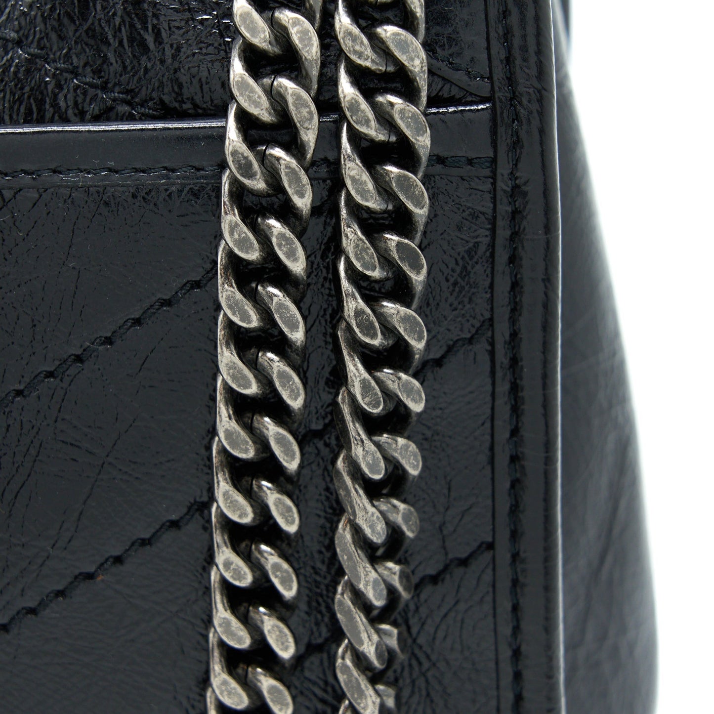 Saint Laurent Medium Niki Chain Bag Aged Calfskin Black Ruthenium Hardware