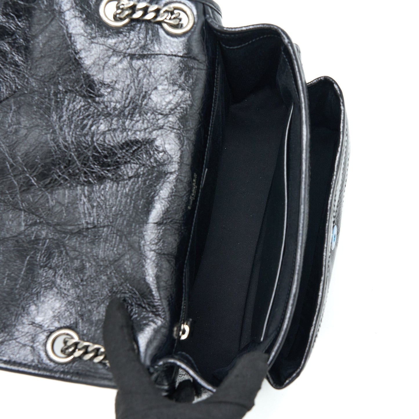 Saint Laurent Medium Niki Chain Bag Aged Calfskin Black Ruthenium Hardware