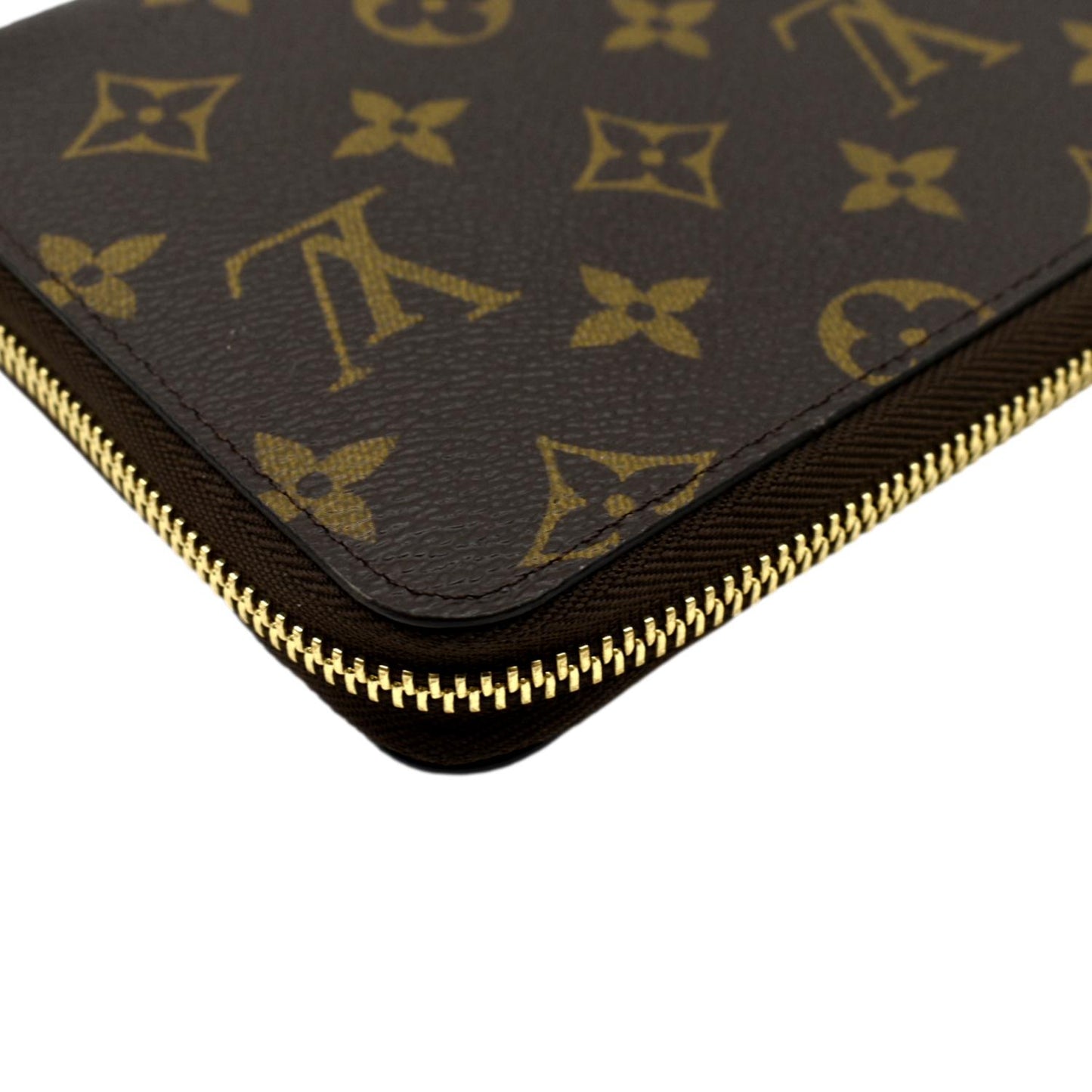 LOUIS VUITTON Zip Around Monogram Canvas Wallet Brown