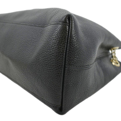GUCCI Medium Soho Chain Pebbled Leather Tote Bag Black 536196