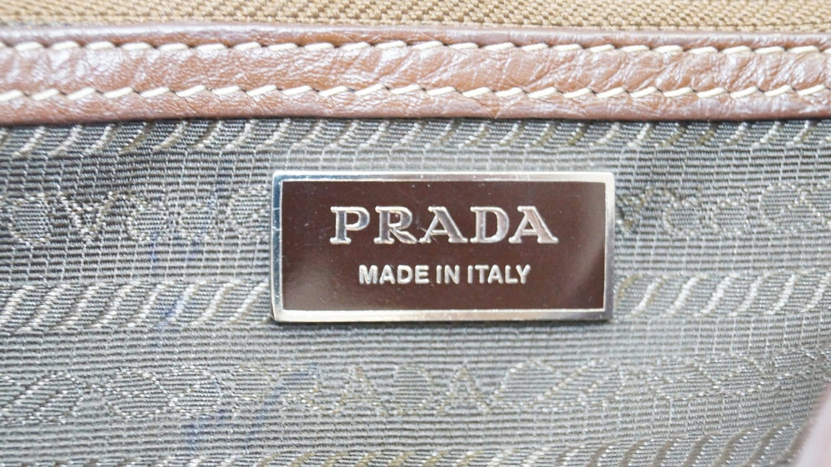 PRADA Brown Leather Grommet Shoulder Bag