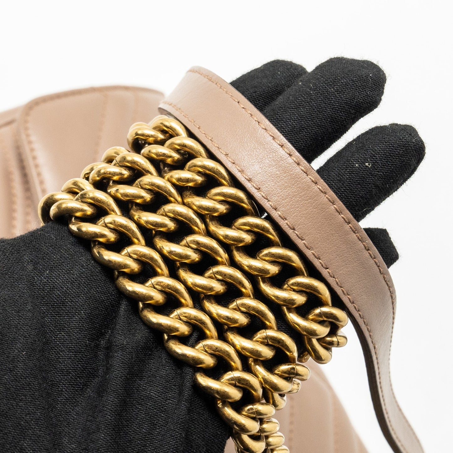 GUCCI Small GG Marmont Shoulder Bag Calfskin Beige