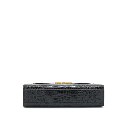Saint Laurent/YSL Manhattan Shoulder Bag Shiny Croc-Embossed Black GHW