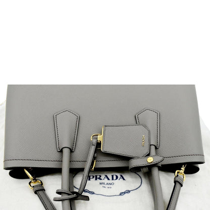 PRADA Double Handle Saffiano Leather Tote Bag Grey