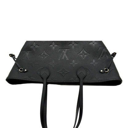 LOUIS VUITTON Neverfull MM Monogram Empreinte Leather Tote Bag Black