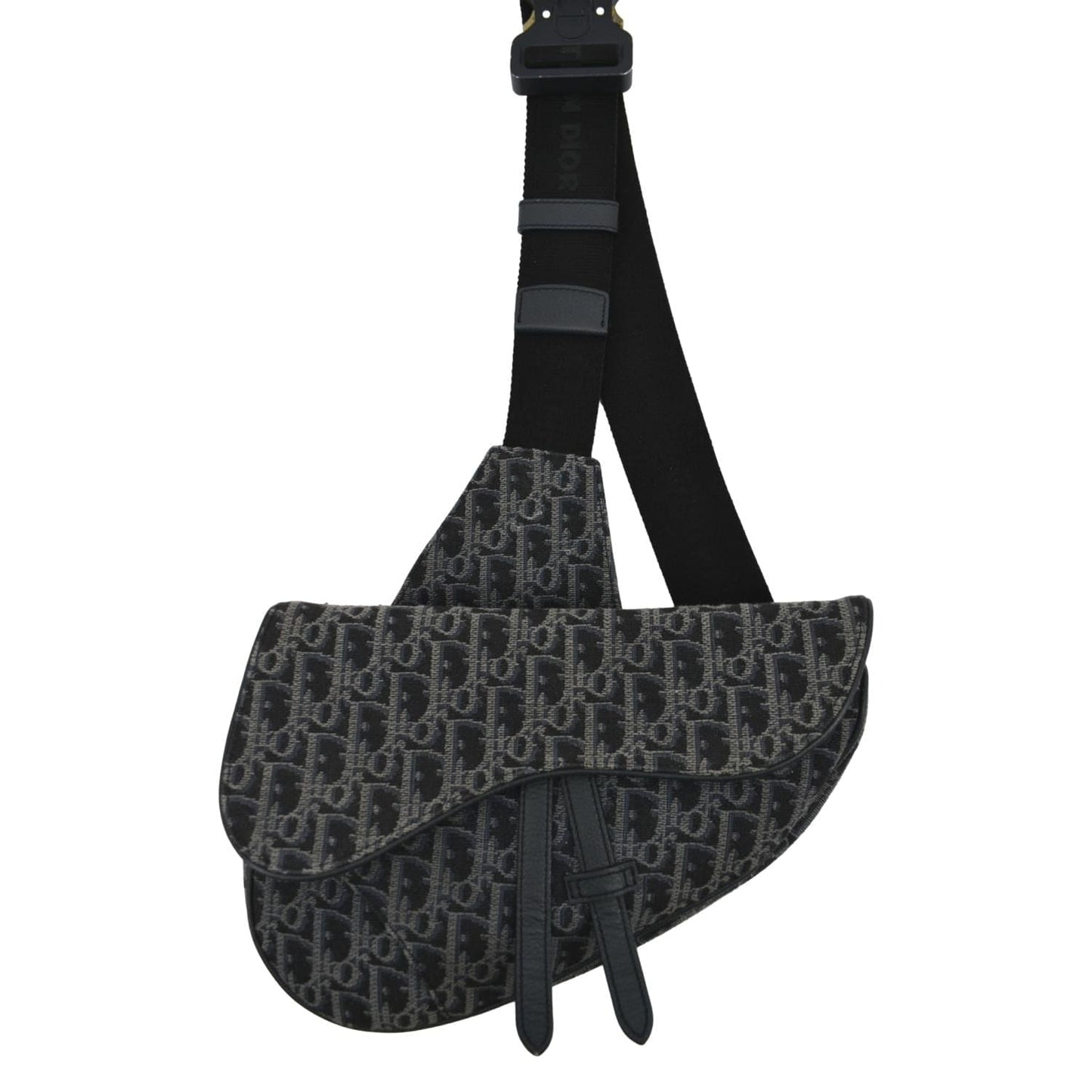 CHRISTIAN DIOR Saddle Oblique Jacquard Crossbody Bag Black
