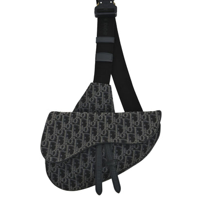 CHRISTIAN DIOR Saddle Oblique Jacquard Crossbody Bag Black
