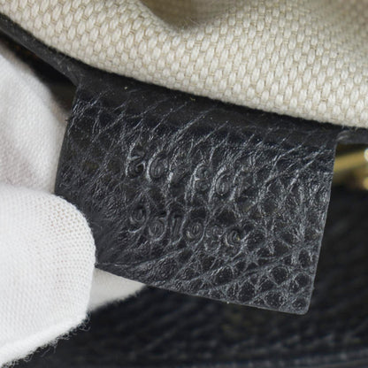 GUCCI Medium Soho Chain Pebbled Leather Tote Bag Black 536196