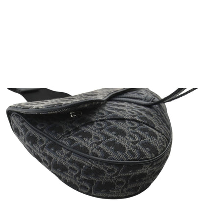 CHRISTIAN DIOR Saddle Oblique Jacquard Crossbody Bag Black