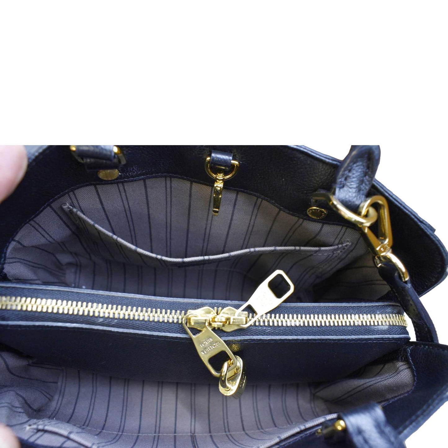 LOUIS VUITTON Montaigne BB Monogram Empreinte Leather Satchel Bag Black
