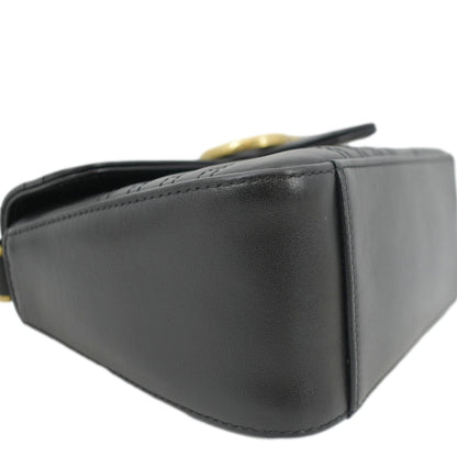 GUCCI GG Marmont Leather Top Handle Crossbody Bag Black 547260