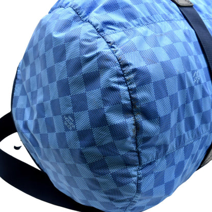 LOUIS VUITTON  Keepall 50 Adventure Practical Nylon Damier Masai Duffle Travel Bag Blue - Final Sale