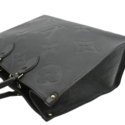 LOUIS VUITTON Onthego GM Monogram Empreinte Leather Tote Shoulder Bag Black