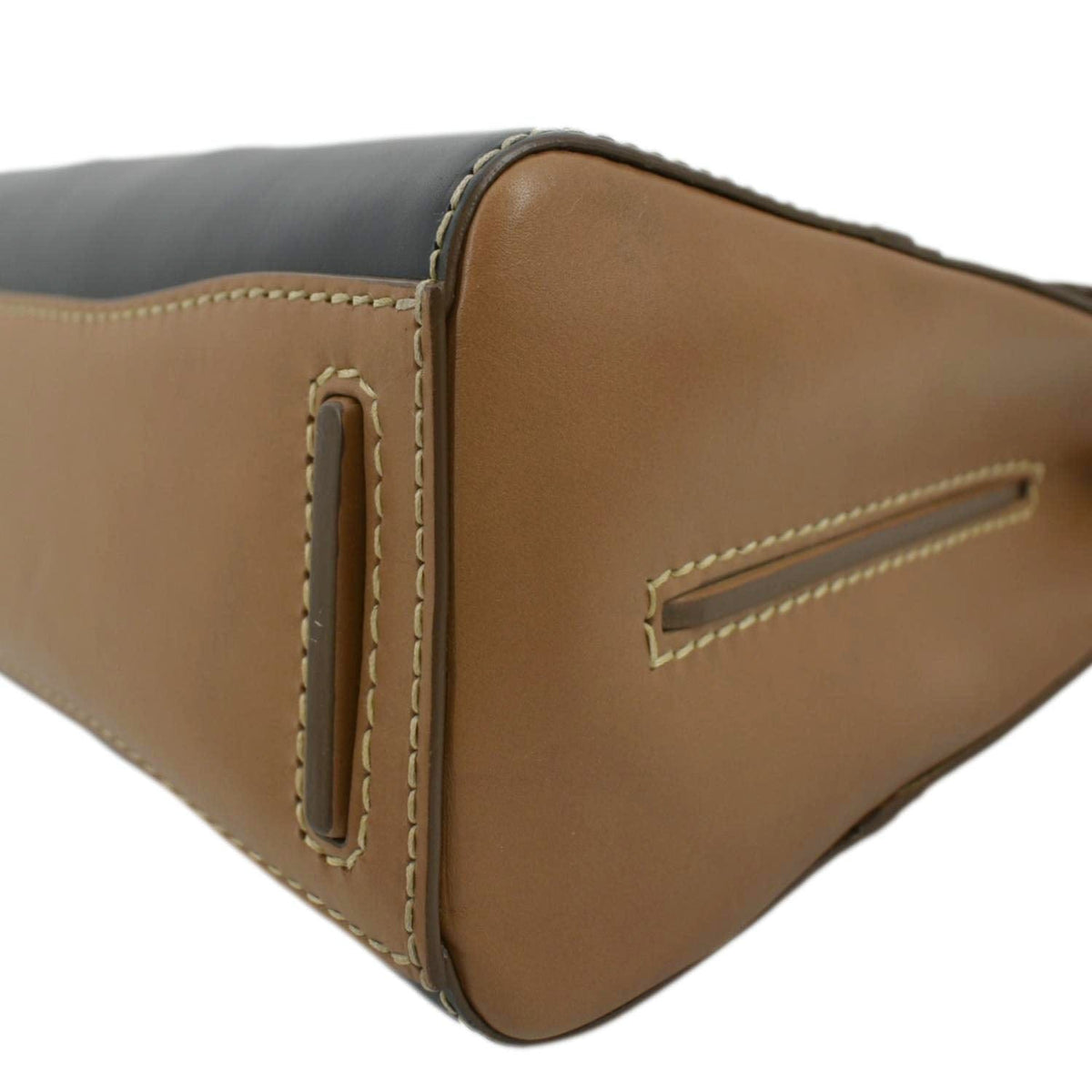 PRADA Vitello Sound Lock Leather Shoulder Bag Tan