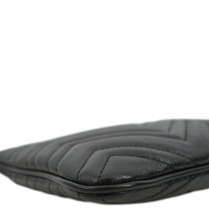 GUCCI GG Marmont Matelasse Chevron Leather Pouch Black 525541