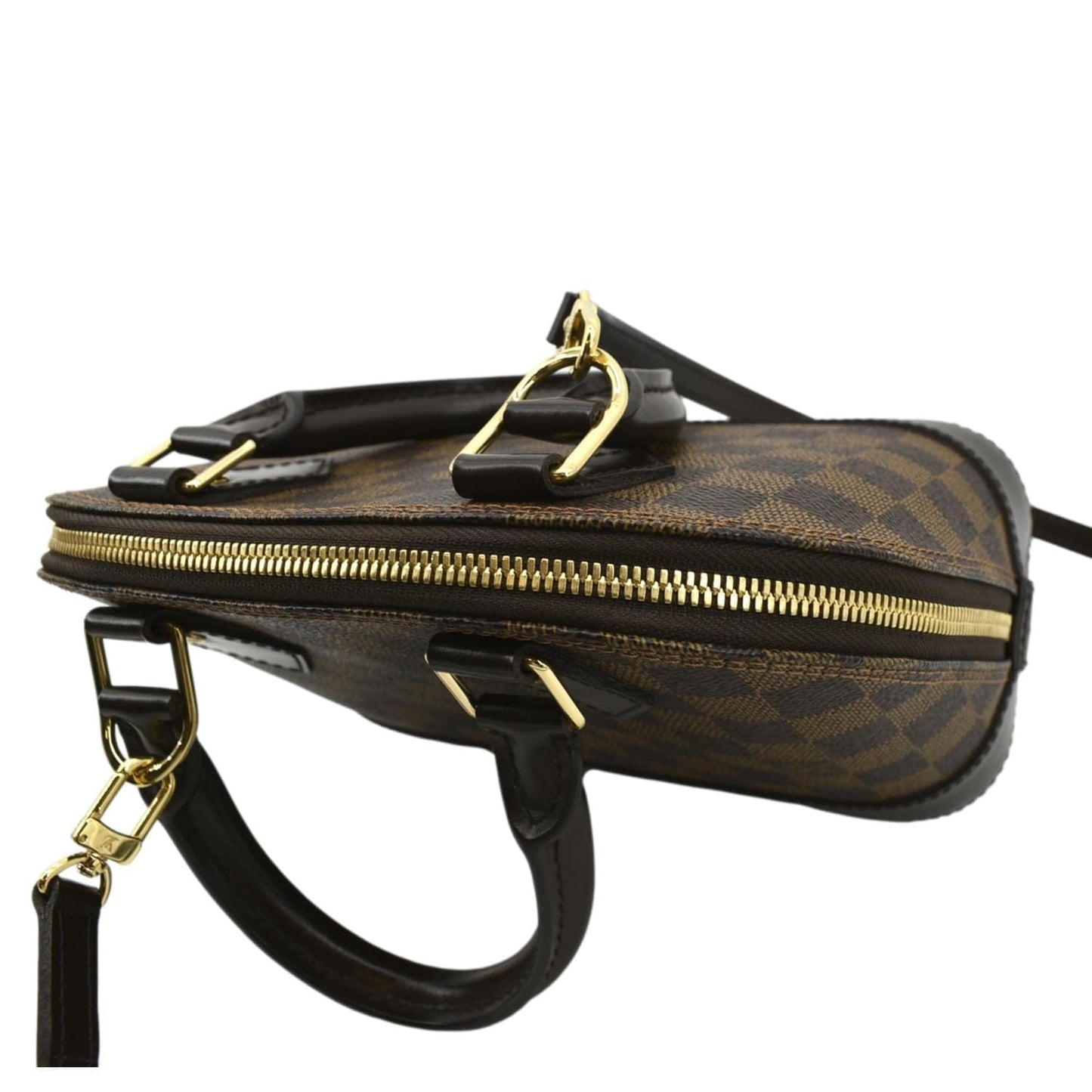 LOUIS VUITTON Alma BB Damier Ebene Satchel Crossbody Bag Brown