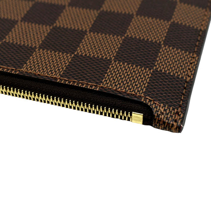 LOUIS VUITTON Neverfull Damier Ebene Pochette Wristlet Pouch Brown