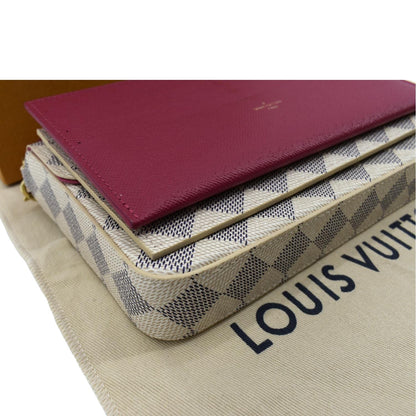 LOUIS VUITTON Studded Pochette Felicie Damier Azur Crossbody Bag White