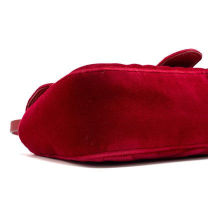 Gucci Small GG Marmont Bag Velvet Red Brushed