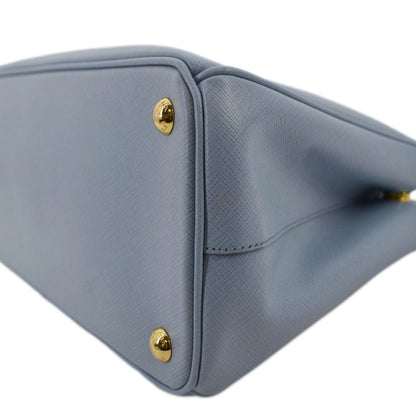 PRADA Galleria Double-Zip small Saffiano Leather Tote Bag Light Blue