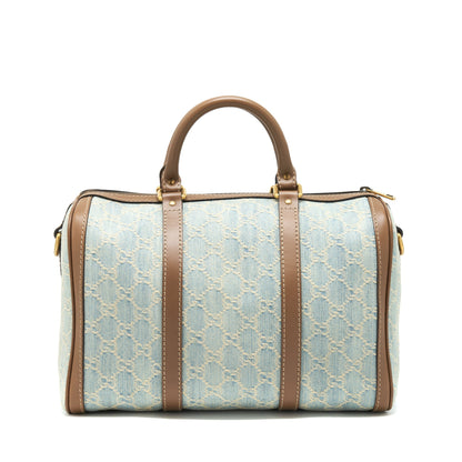 Gucci GG Denim Boston Bag With Cross Body Strap