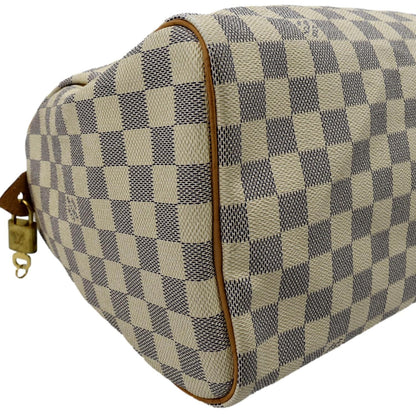 LOUIS VUITTON Speedy 30 Damier Azur Satchel Bag White