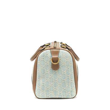 Gucci GG Denim Boston Bag With Cross Body Strap