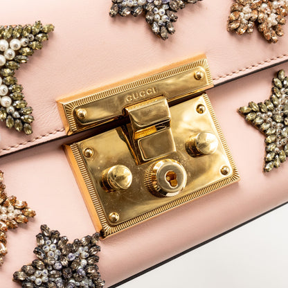 Gucci Padlock Chain Bag Crystal Stars Calfskin Pink