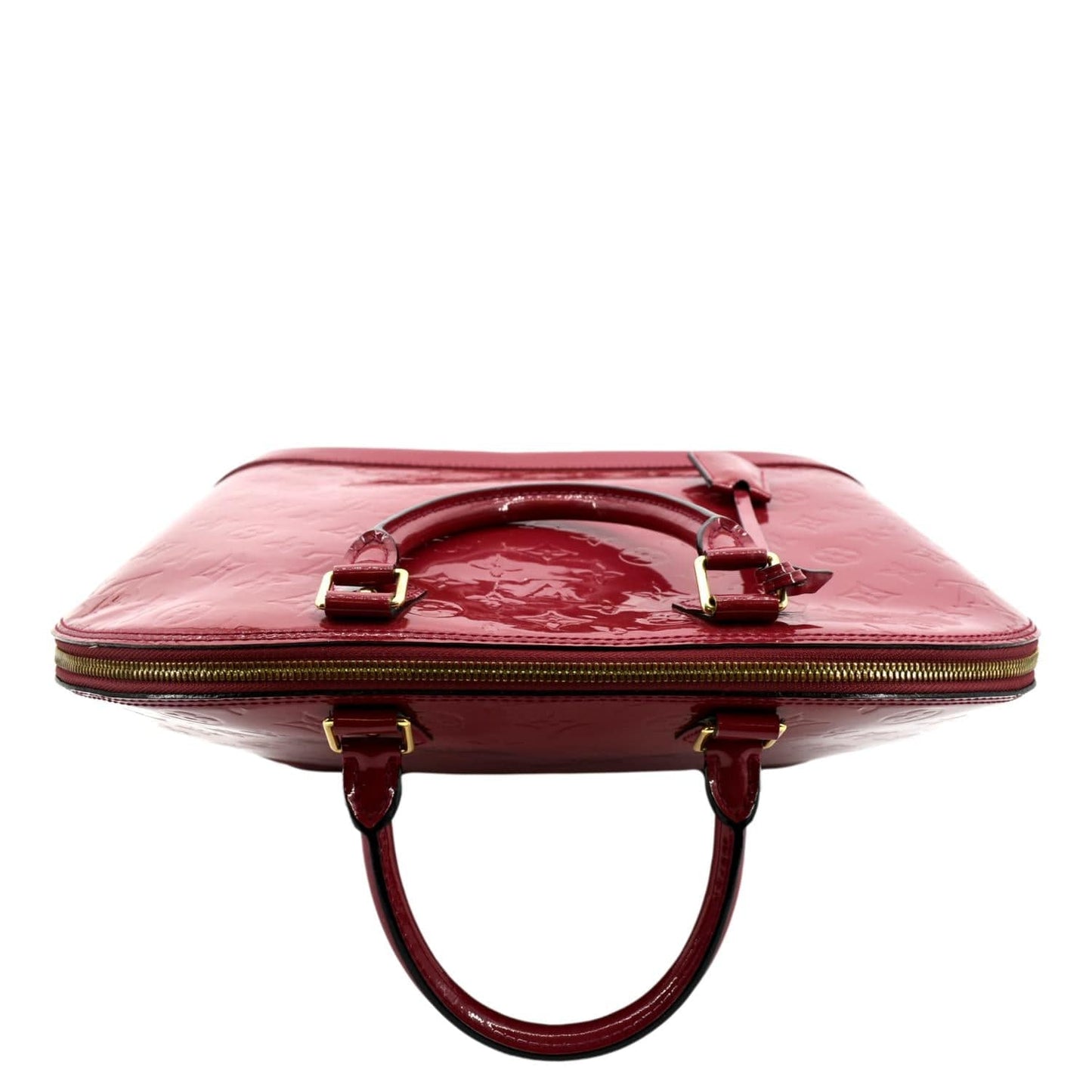 LOUIS VUITTON Alma GM Monogram Vernis Leather Satchel Bag Red