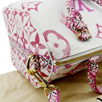 LOUIS VUITTON Speedy 25 Bandouliere Giant Monogram Canvas Shoulder Bag Pink