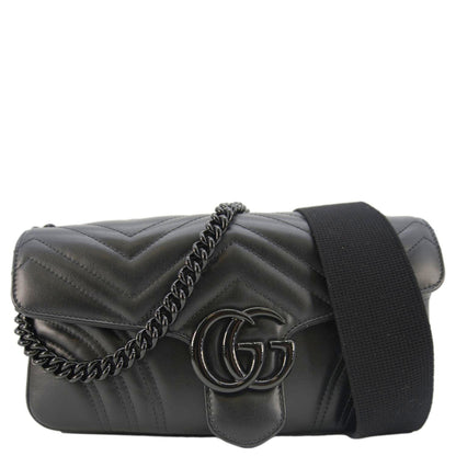GUCCI GG Marmont Small Leather Shoulder Bag Black 734814
