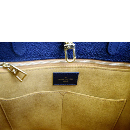 LOUIS VUITTON Onthego MM Giant Monogram Empreinte Leather Tote Bag Black
